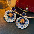 💎 Blue Crystal Flower Drop Earrings Jewelry Wedding Gift