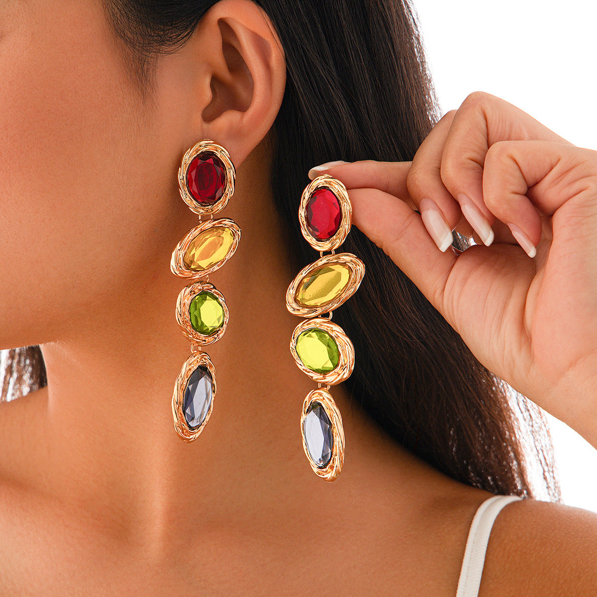 Bohemian Gemstone Tassel Earrings